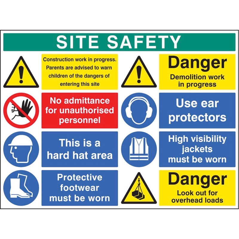 Site safety board 900x1200mm 5mm pvc