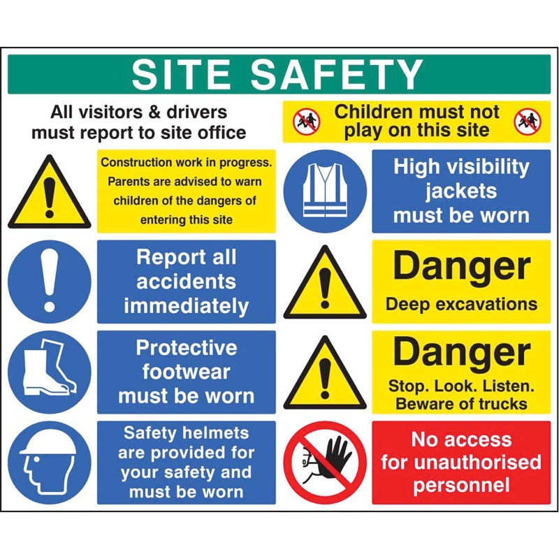 Site safety board 1200x1000mm 5mm pvc