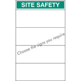 Site safety board 600x900mm c/w select signs