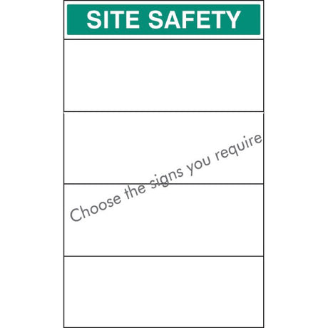 Site safety board 600x900mm c/w select signs