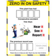 Zero in on safety accident board with 2 sets of numbers c/w logo 700x900