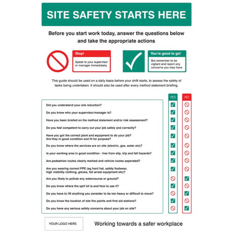 Site safety induction board c/w logo 600x900, 5mm foam