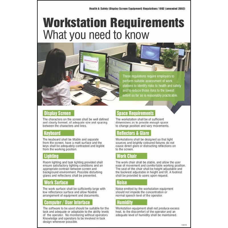 Display screen equipment regulations 1992 poster