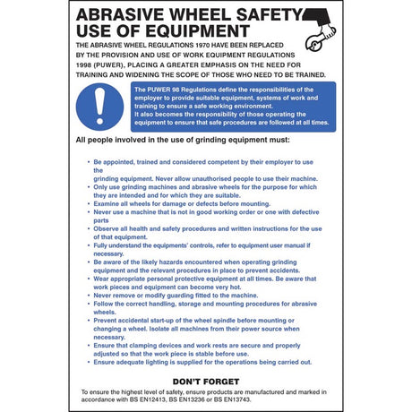 Abrasive wheel regulations poster