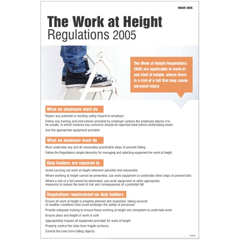 Working at heights regulation poster