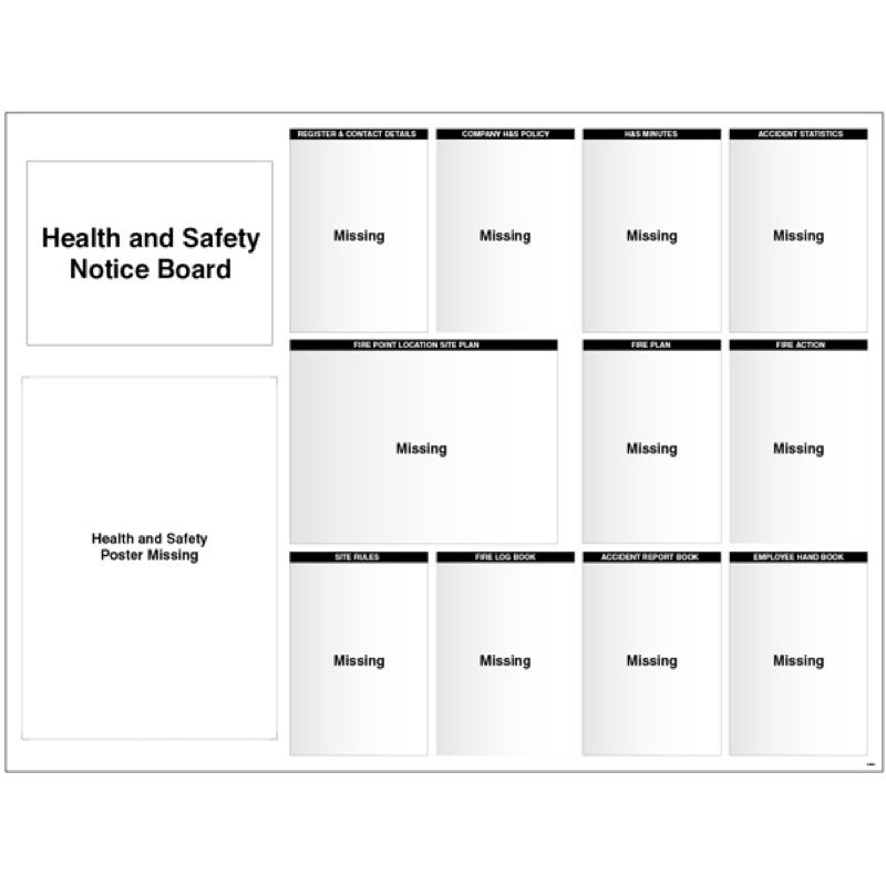 Site Notice Board with doc wallets (Health & Safety) 1430x1075 5mm pvc