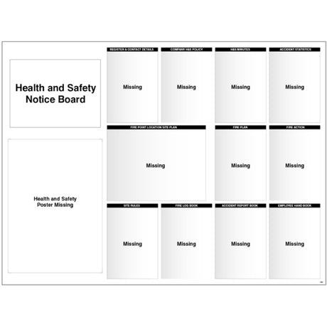 Site Notice Board with doc wallets (Health & Safety) 1430x1075 5mm pvc