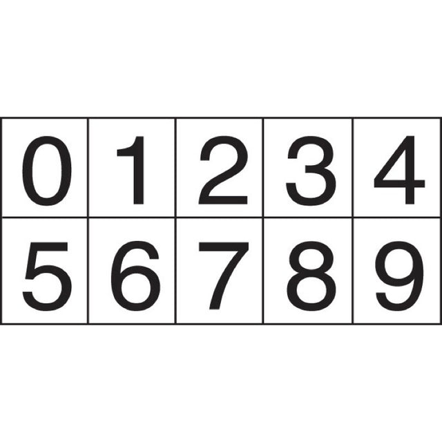 Numbering sheet black on white 25mm cap height