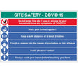 Site Safety COVID19  - wash hands, 2metre policy, use tissues, avoid physical contact - 4mm fluted  900x600mm