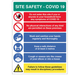 Site Safety COVID19 - no physical interactions, wash hands, 2 metre policy, use tissues - 4mm fluted   450x600mm