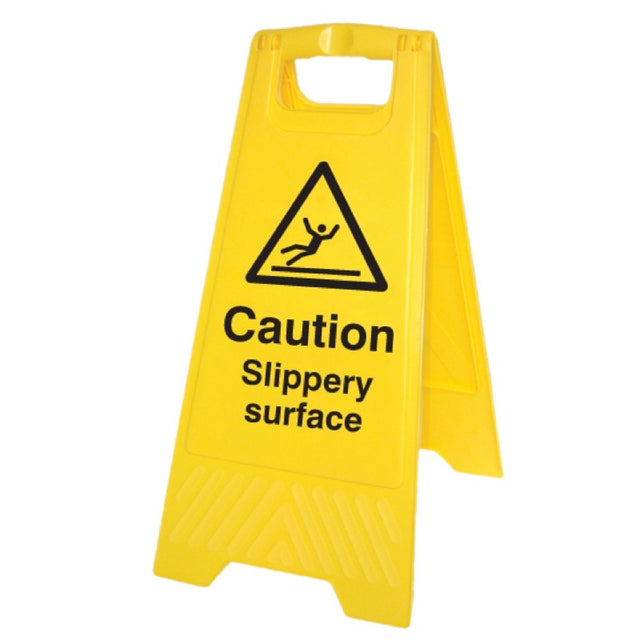 Caution slippery surface (free-standing floor sign)