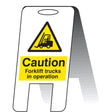 Caution forklift trucks in operating (self standing folding sign)