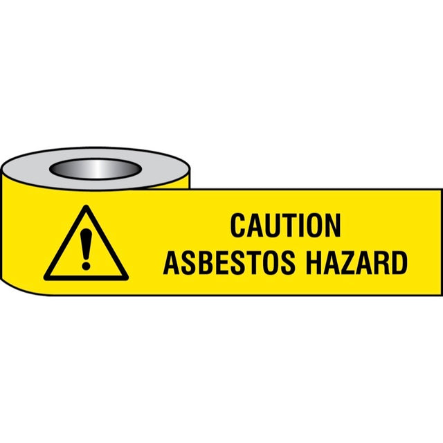 Caution asbestos hazard barrier tape 75mm x250m