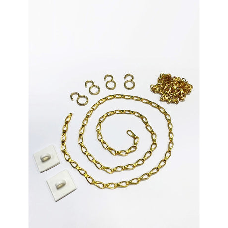 Brass suspension kit - 1.2m brass chain, 4 x hooks & 2 x ceiling pads