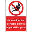 No unauthorised persons beyond this point floor graphic 400x600mm