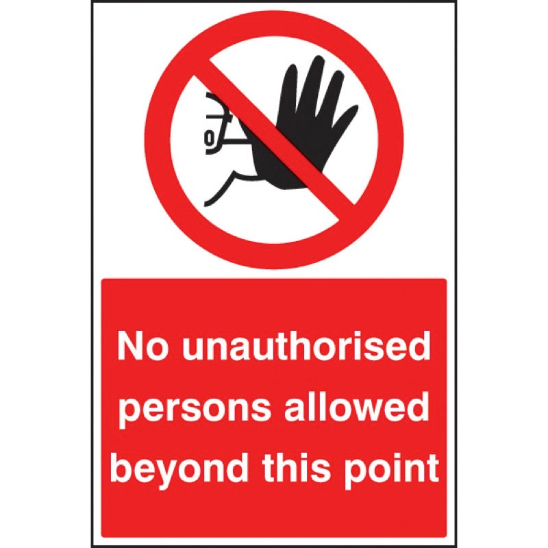 No unauthorised persons beyond this point floor graphic 400x600mm