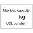 Max load capacity ___kg UDL per shelf, 100x75mm magnetic PVC