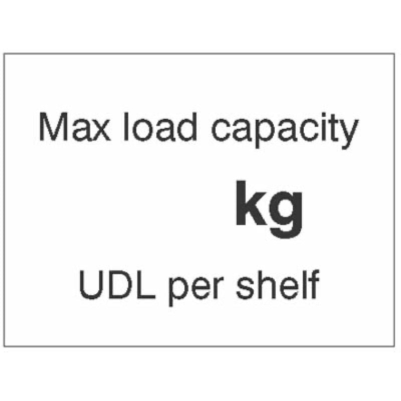 Max load capacity ___kg UDL per shelf, 100x75mm magnetic PVC