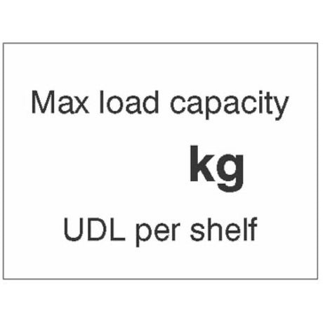 Max load capacity ___kg UDL per shelf, 100x75mm magnetic PVC