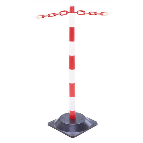 Universal chain post red & white c/w 3kg base 870mm high