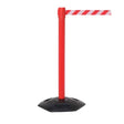 Retractable industrial barrier on red post (3.4m red/white webbing) 1015mm high post