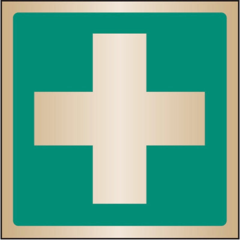 First aid symbol 100x100mm brass