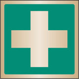 First aid symbol 100x100mm brass