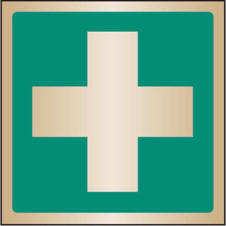 First aid symbol 100x100mm brass