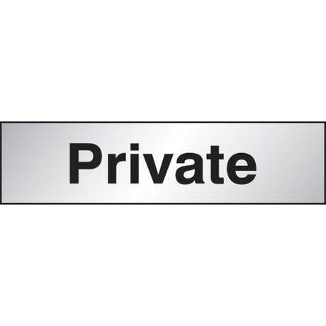 Private sign 140x35mm Engraved aluminium effect pvc