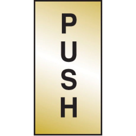 Push 70x35mm Engraved brass effect pvc