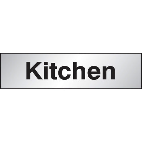 Kitchen sign 140x35mm Engraved aluminium effect pvc