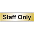 Staff only 140x35mm Engraved brass effect pvc