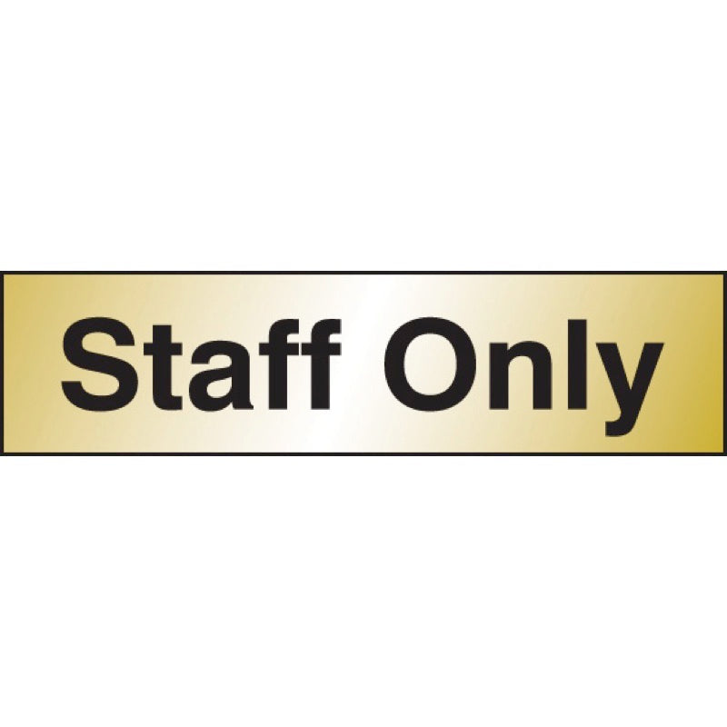 Staff only 140x35mm Engraved brass effect pvc