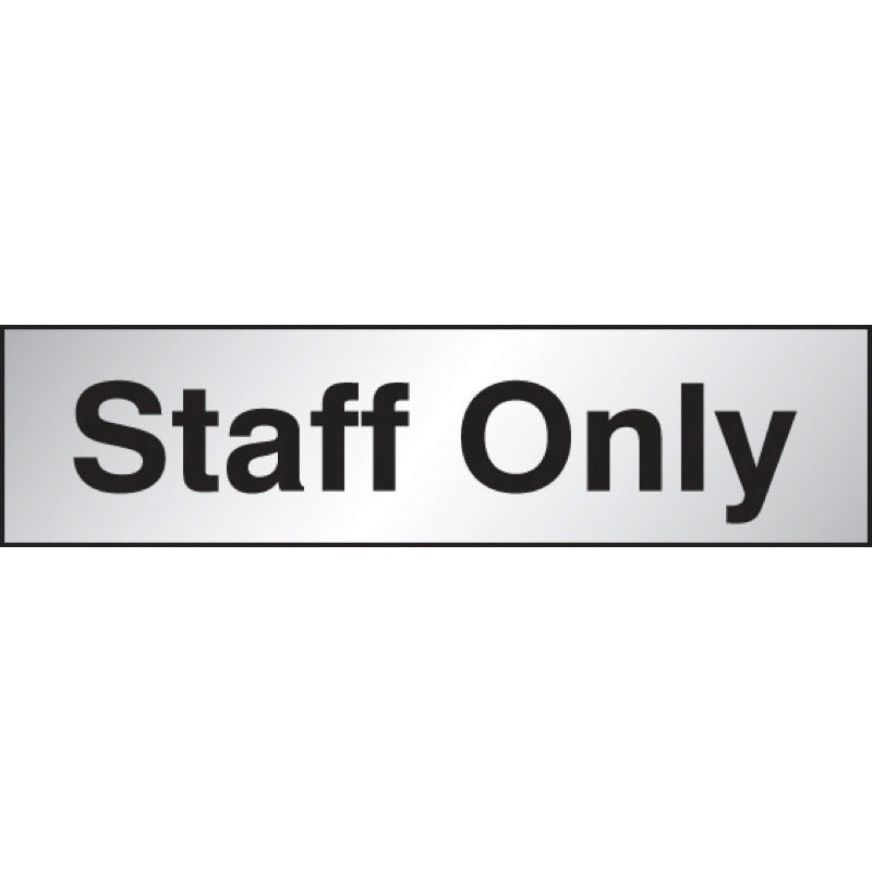 Staff only sign 140x35mm Engraved aluminium effect pvc