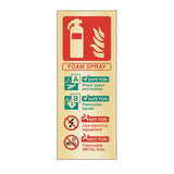 Foam spray extinguisher identification brass 75x200mm