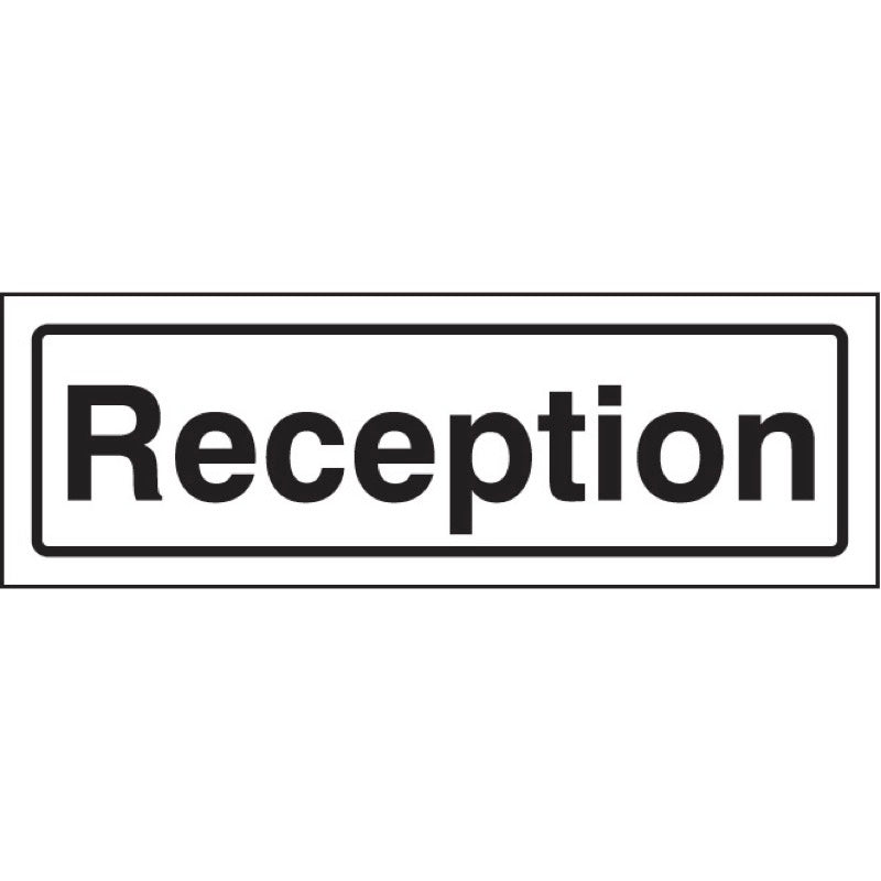 Reception visual impact sign 5mm acrylic sign 450x150mm c/w stand off locators