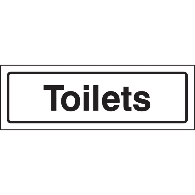 Toilets visual impact sign 5mm acrylic sign 450x150mm c/w stand off locators