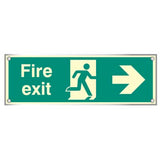 Fire exit right visual impact 5mm acrylic  photoluminescent sign 450x150mm c/w stand off locators