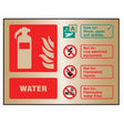 Water extinguisher ID brass 150x200mm adhesive backed