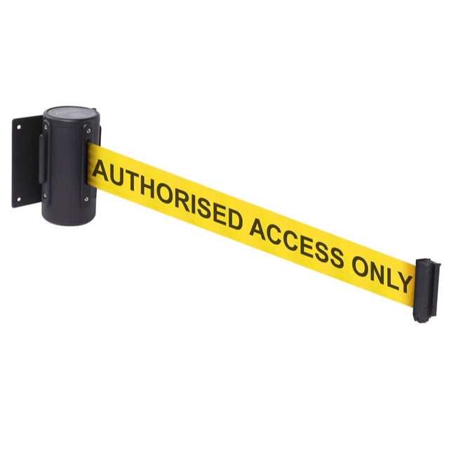 Wall mounted retractable barrier 4.6m AUTHORISED ACCESS ONLY