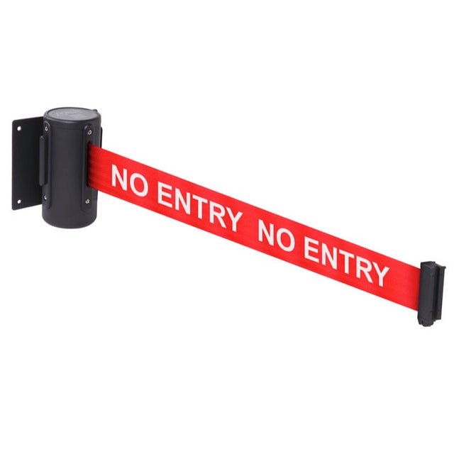 Wall mounted retractable barrier 4.6m NO ENTRY