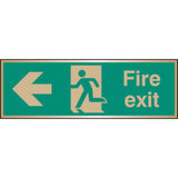 Fire exit arrow left brass 300x100mm