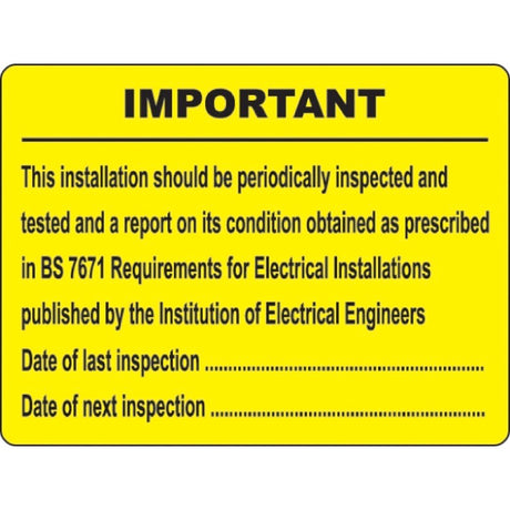 Periodic inspection labels roll of 100, 100x75mm