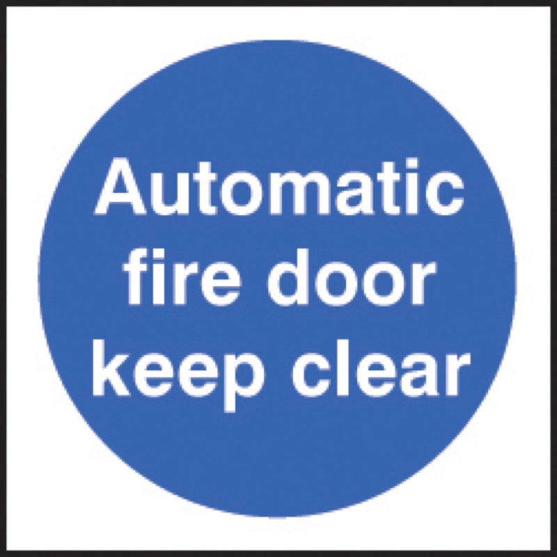 100 S/A labels 100x100mm auto fire door keep clear