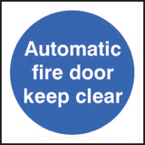 100 S/A labels 100x100mm auto fire door keep clear