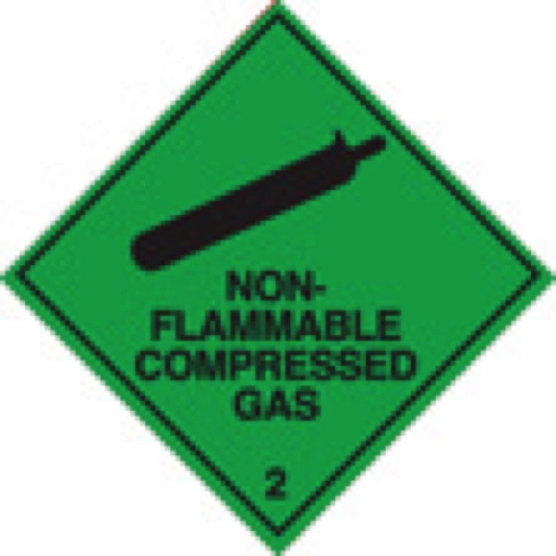 100 S/A labels 100x100mm non-flammable compressed gas 2