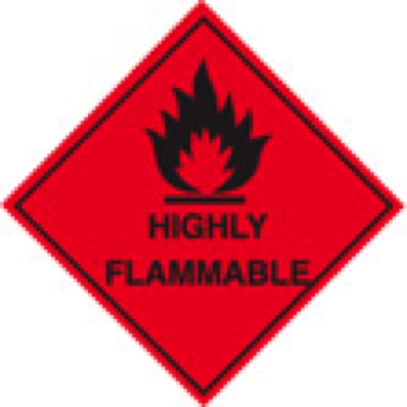 100 S/A labels 100x100mm highly flammable