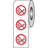 No smoking roll of 100 labels 75mm dia