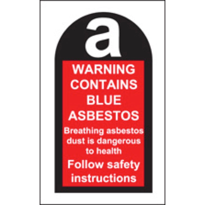 100 S/A labels 27x50mm contains blue asbestos