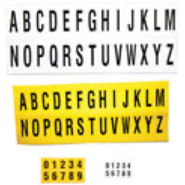 Identification letter sets A-Z 45x130mm